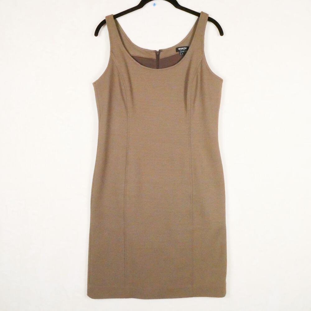 Worth New York Brown Bodycon Sheath Dress Size 6 Grunge Neutral Boho LBD - Picture 1 of 10
